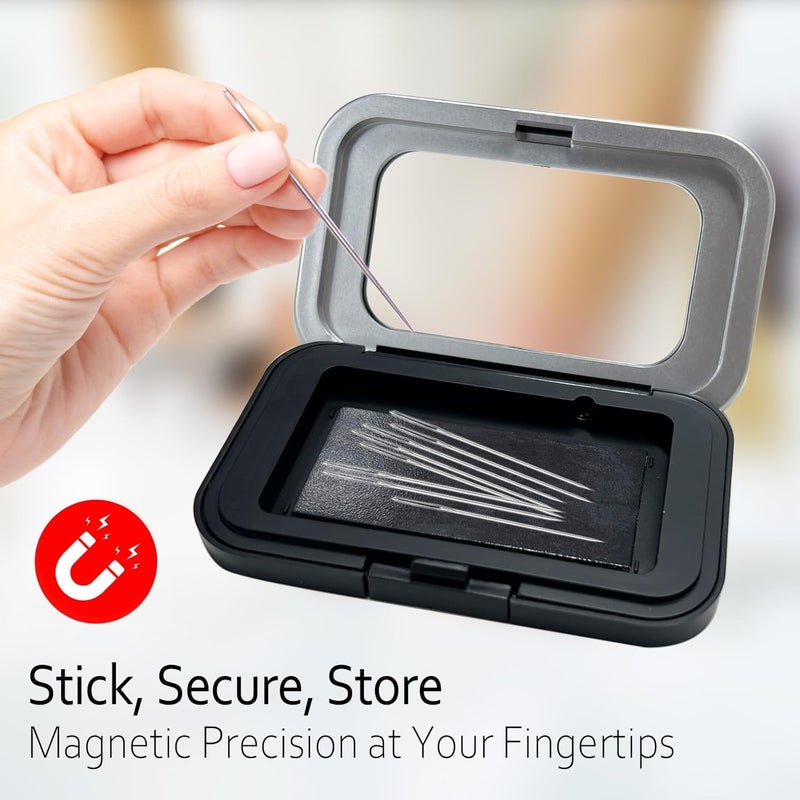 FJW Store Magnetic Needle Holder Case with Clear Acrylic Lid - Strong Sewing Pin Storage Case - Secure & Visible Needle Keeper for Sewing, Quilting, Crafts Small - Image 2